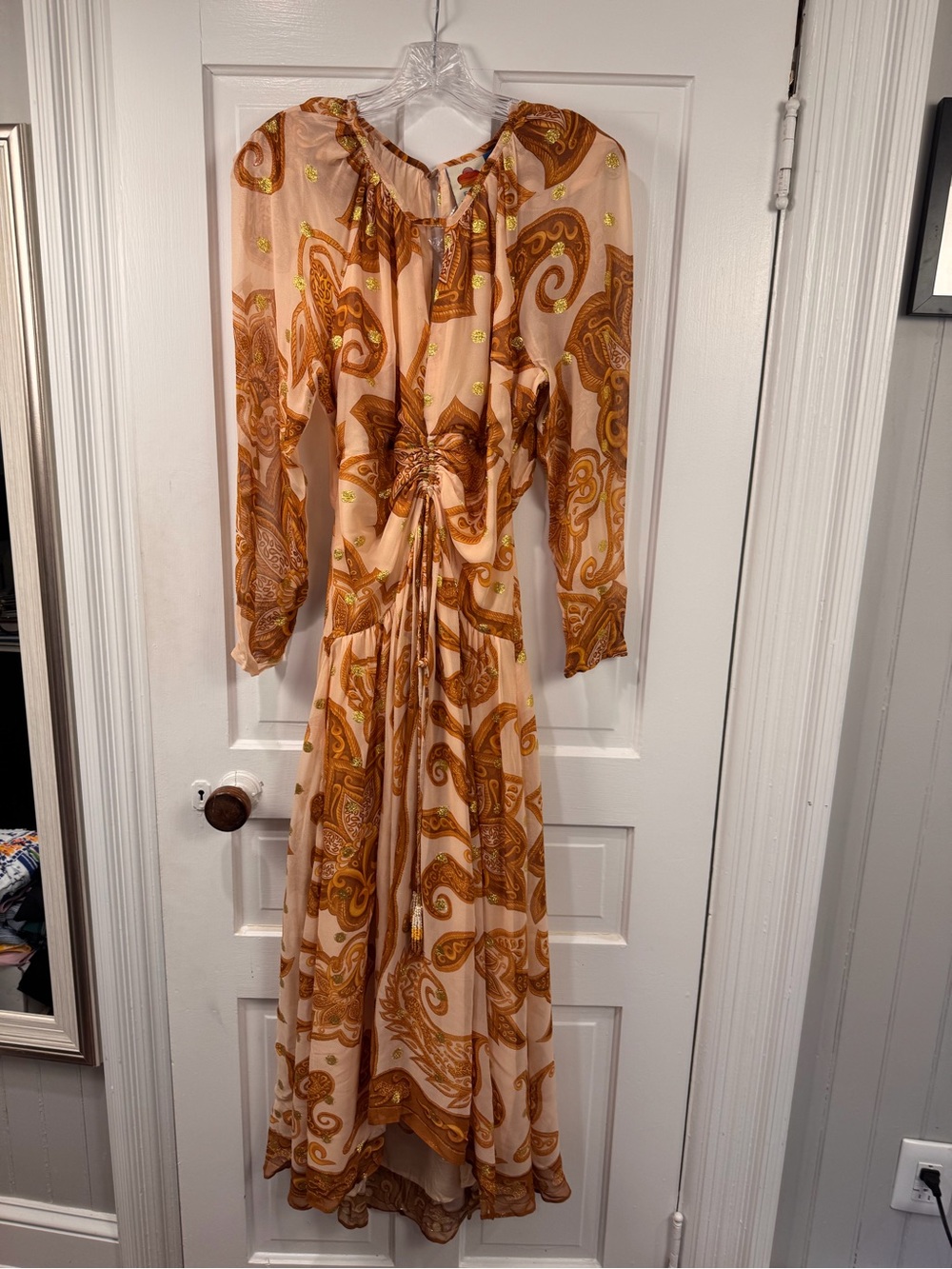 FARM Rio Paisley Ruched Maxi Dress - Cream & Brown
